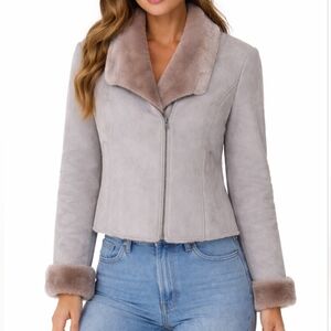 Suede fur coat